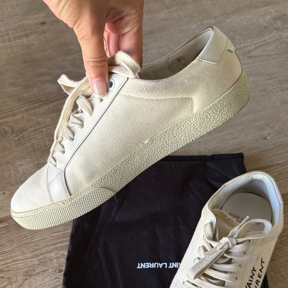 Saint Laurent Off-White Canvas Sneakers - Picture 5 of 7